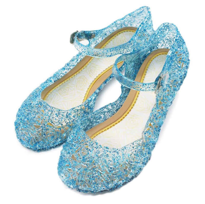 CQDY Blue Girlâ€™s Princess Shoes Jelly Sandals Cinderella Toddler Cosplay Dancing Show Mary Janes(Toddler/Little Kid) - Image 1